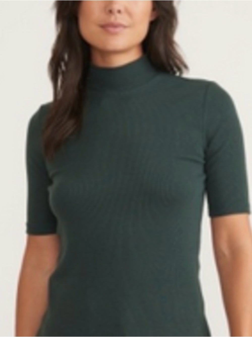 Marine Layer Ribbed Mock Neck Top in Deep Green